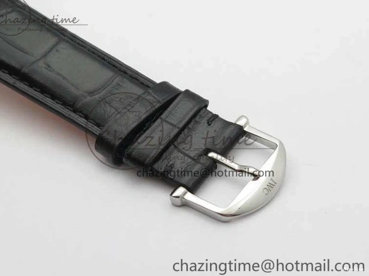 MIROTIME 0201 Da Vinci IW356601 SS TW 1:1 Best Edition Blue Dial On Black Leather Strap A Durable 7239